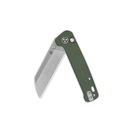 QSP Penguin Button Lock Pocket Knife 14C28N Blade Green Micarta Handle