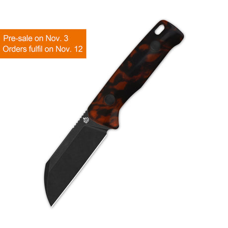 QSP Baby Penguin 14C28N blade Tortoise Resin handle with Clip Slip sheath
