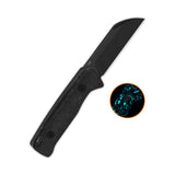 QSP Baby Penguin 14C28N blade Blue glow-in-the-dark shredded CF handle with Clip Slip sheath