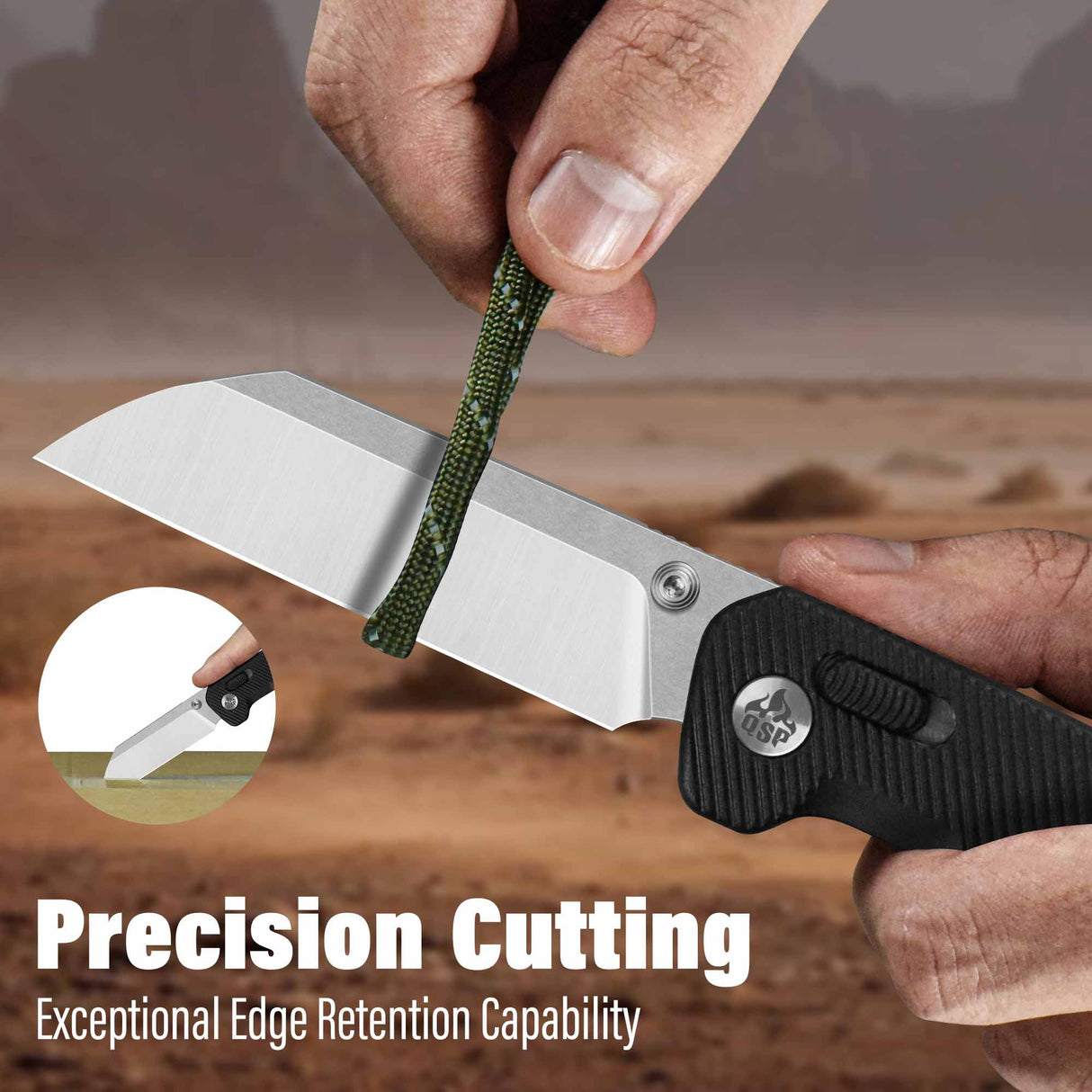 QSP Penguin Glyde Lock Pocket Knife 14C28N Blade Black FRN Handle