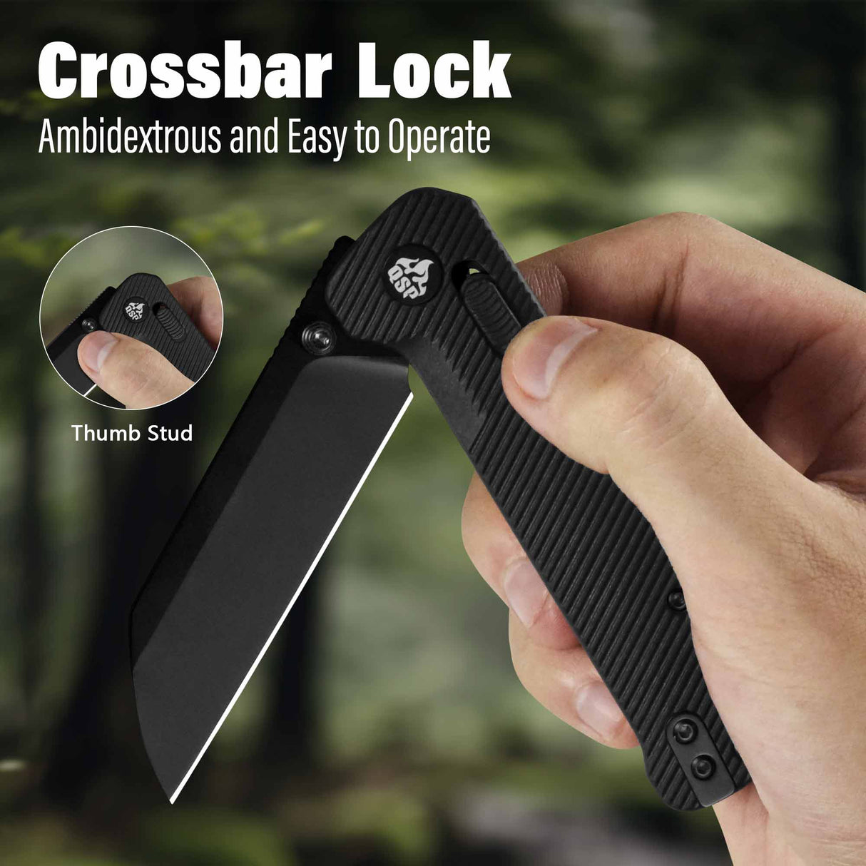 QSP Penguin Glyde Lock Pocket Knife 14C28N Blade Black FRN Handle