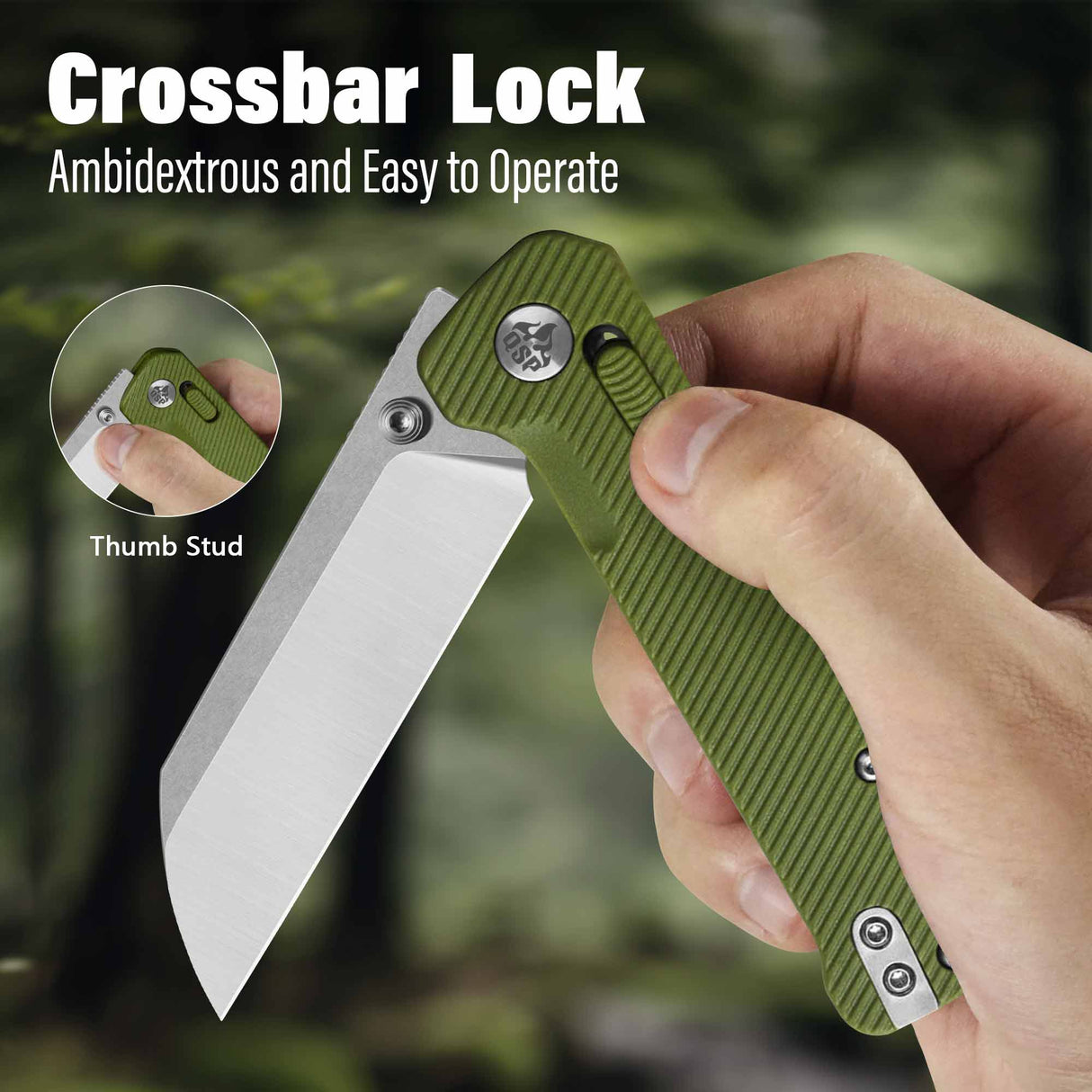 QSP Penguin Glyde Lock Pocket Knife 14C28N Blade OD Green FRN Handle