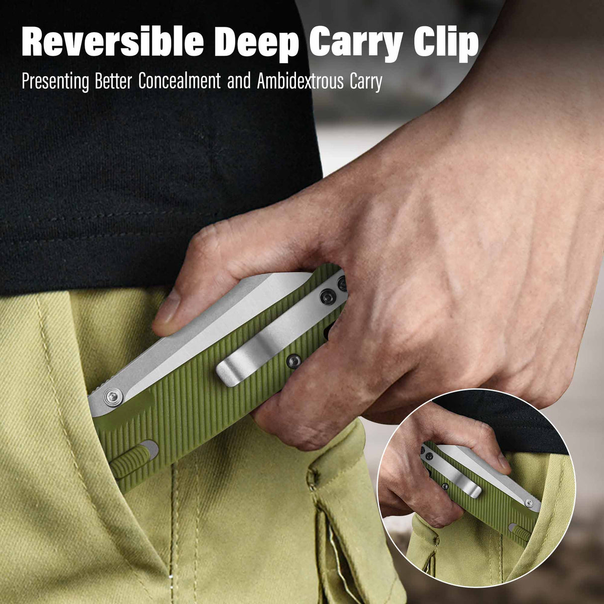 QSP Penguin Glyde Lock Pocket Knife 14C28N Blade OD Green FRN Handle