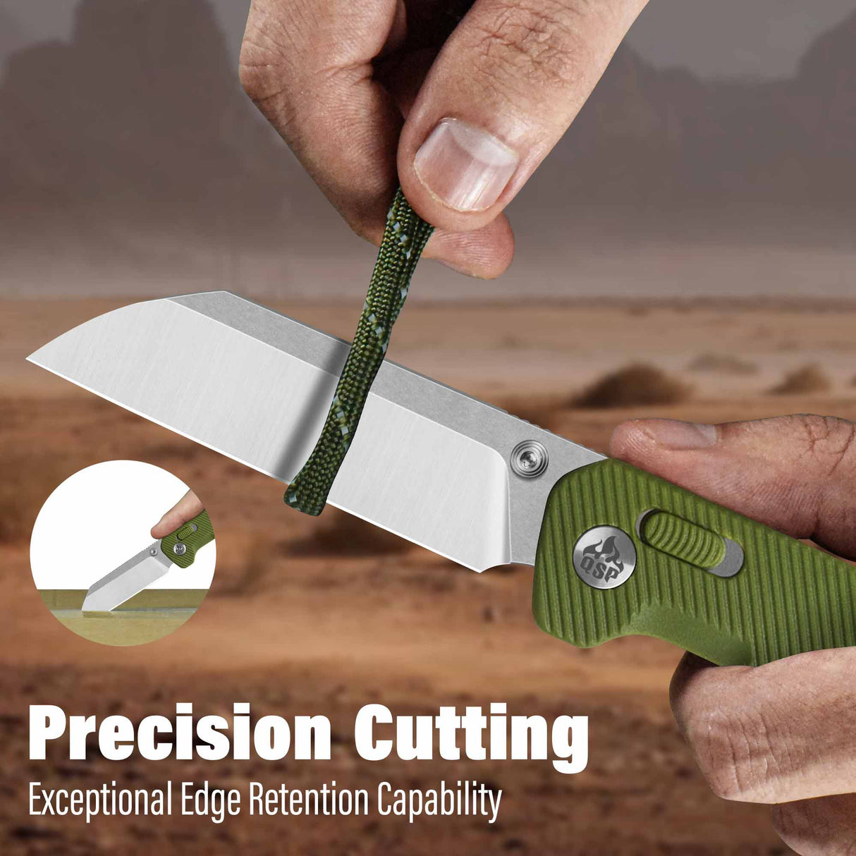 QSP Penguin Glyde Lock Pocket Knife 14C28N Blade OD Green FRN Handle