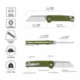QSP Penguin Glyde Lock Pocket Knife 14C28N Blade OD Green FRN Handle