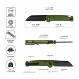 QSP Penguin Glyde Lock Pocket Knife 14C28N Blade OD Green FRN Handle