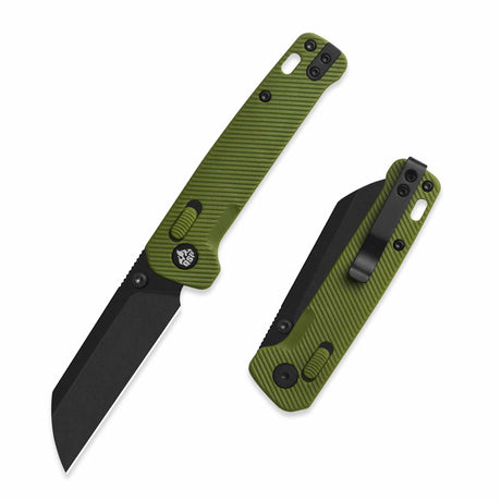 QSP Penguin Glyde Lock Pocket Knife 14C28N Blade OD Green FRN Handle