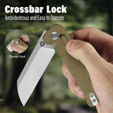 QSP Penguin Glyde Lock Pocket Knife 14C28N Blade Khaki FRN Handle