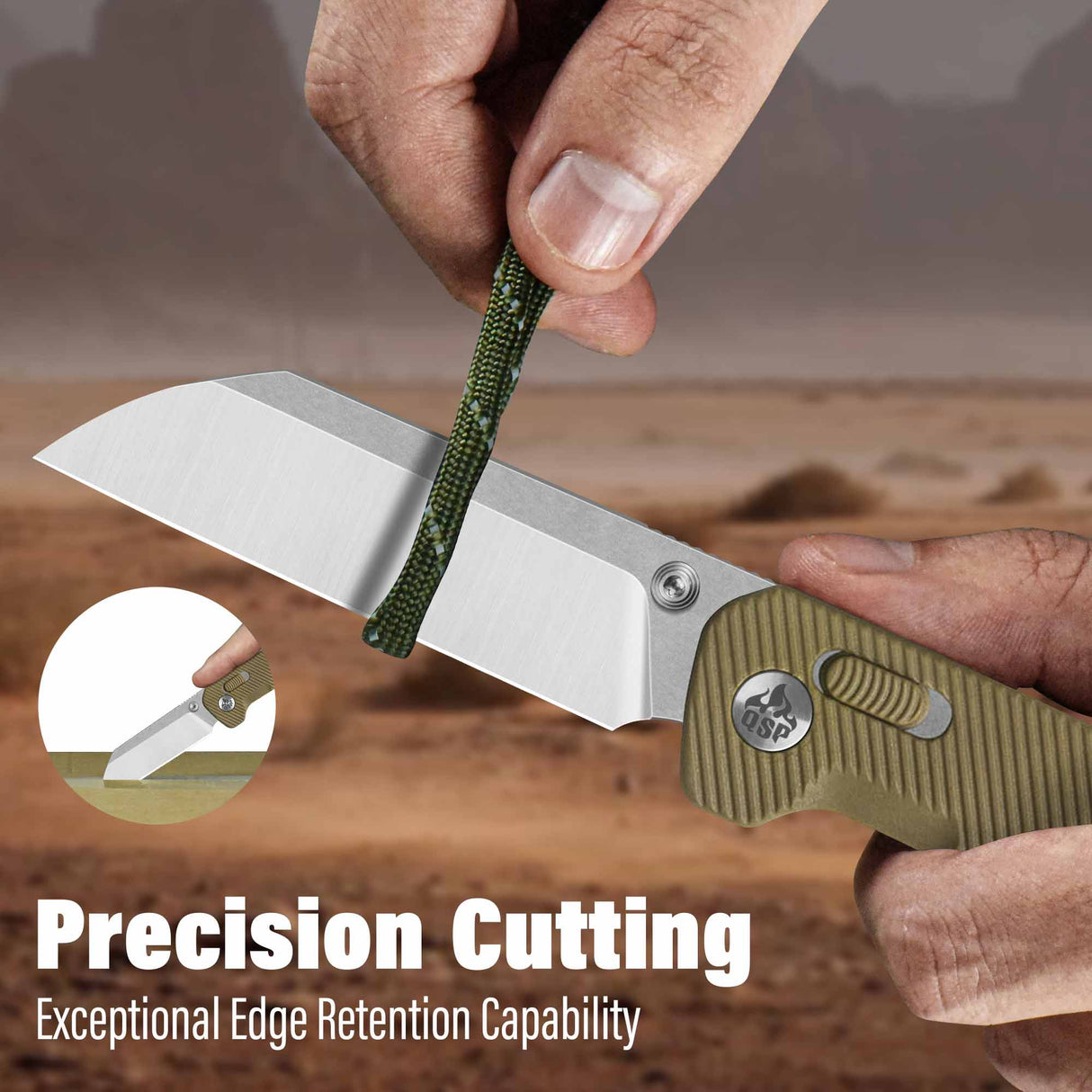 QSP Penguin Glyde Lock Pocket Knife 14C28N Blade Khaki FRN Handle