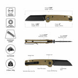 QSP Penguin Glyde Lock Pocket Knife 14C28N Blade Khaki FRN Handle