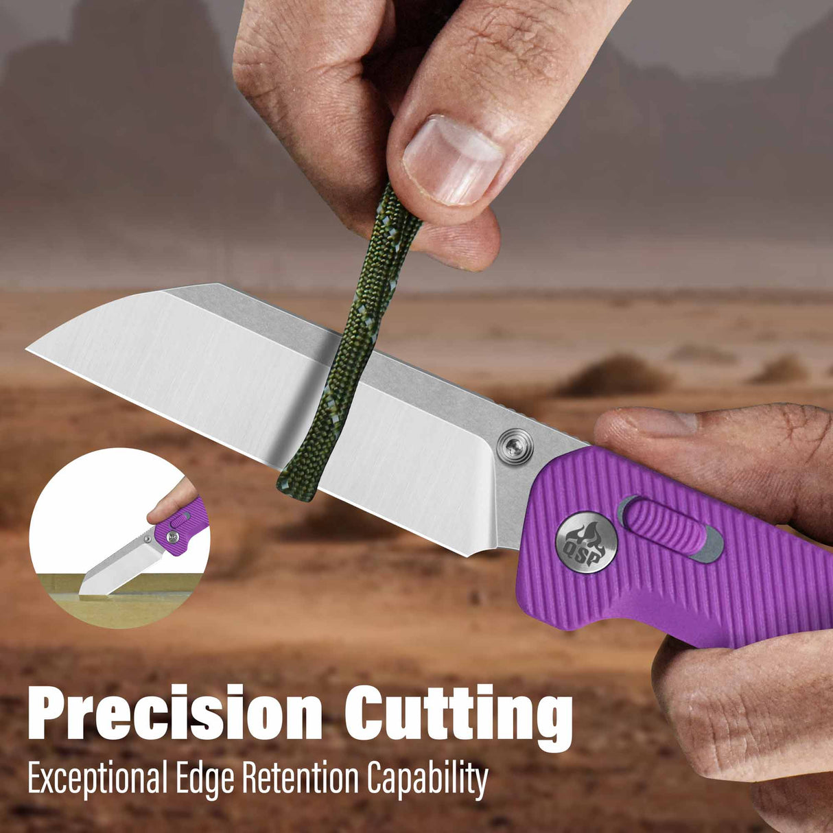 QSP Penguin Glyde Lock Pocket Knife 14C28N Blade Purple FRN Handle