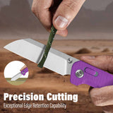QSP Penguin Glyde Lock Pocket Knife 14C28N Blade Purple FRN Handle