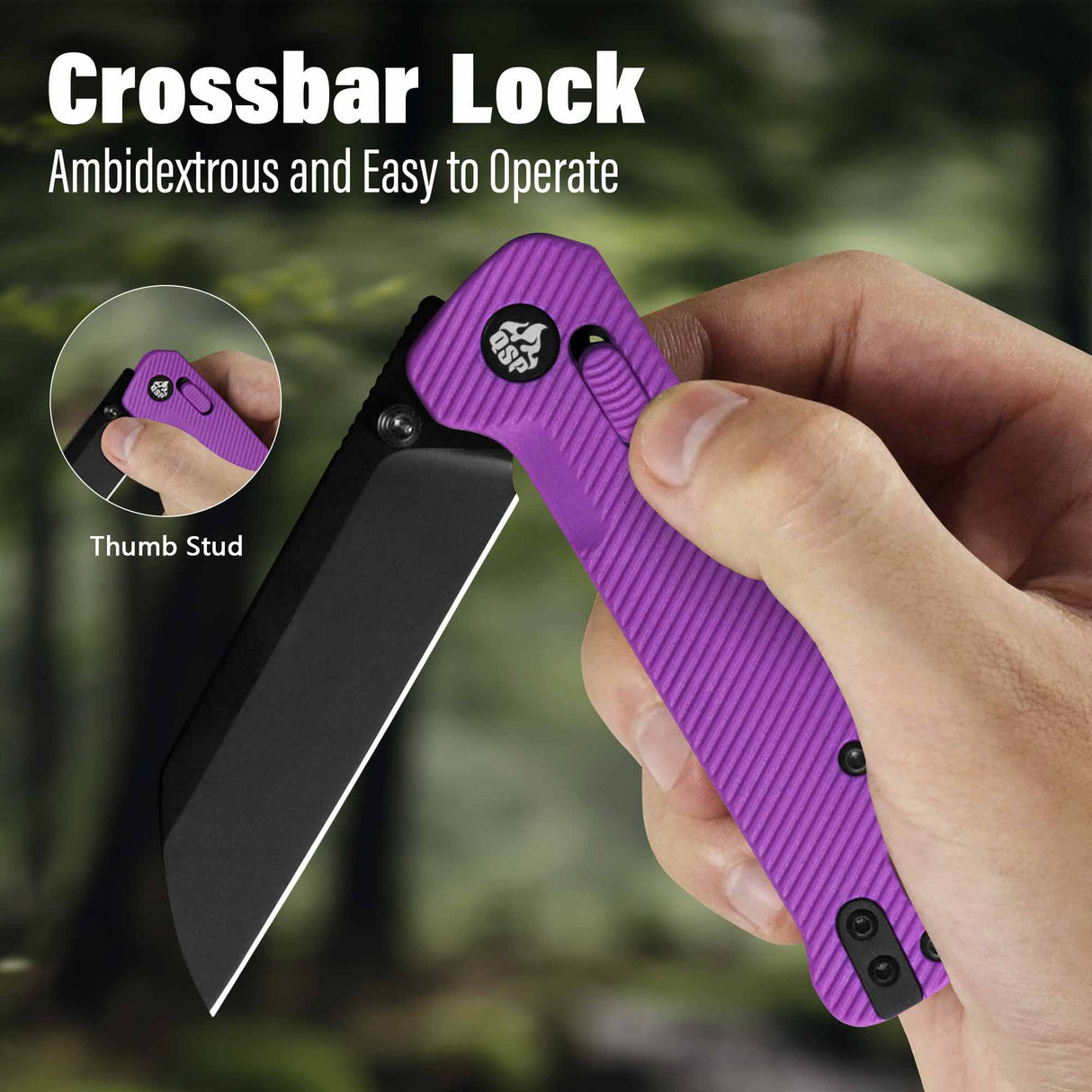 QSP Penguin Glyde Lock Pocket Knife 14C28N Blade Purple FRN Handle