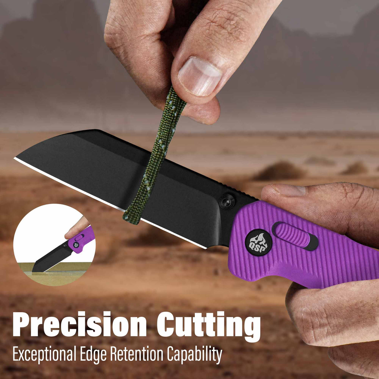 QSP Penguin Glyde Lock Pocket Knife 14C28N Blade Purple FRN Handle