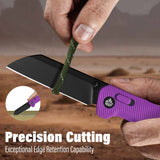 QSP Penguin Glyde Lock Pocket Knife 14C28N Blade Purple FRN Handle