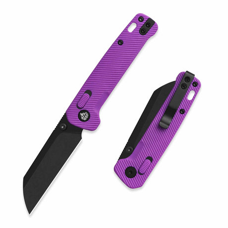 QSP Penguin Glyde Lock Pocket Knife 14C28N Blade Purple FRN Handle