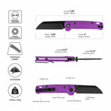 QSP Penguin Glyde Lock Pocket Knife 14C28N Blade Purple FRN Handle