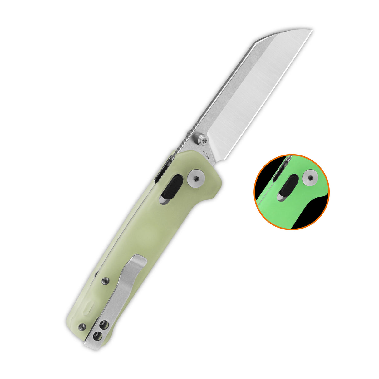 QSP Penguin Glyde Lock Pocket Knife 14C28N Blade Black Glow-in-the-dark resin Handle