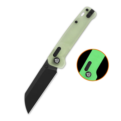 QSP Penguin Glyde Lock Pocket Knife 14C28N Blade Black Glow-in-the-dark resin Handle