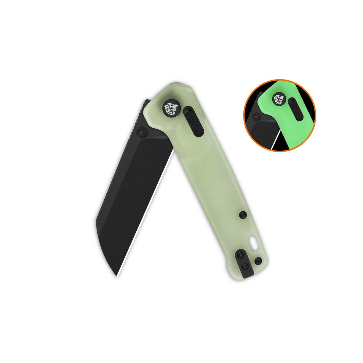 QSP Penguin Glyde Lock Pocket Knife 14C28N Blade Black Glow-in-the-dark resin Handle