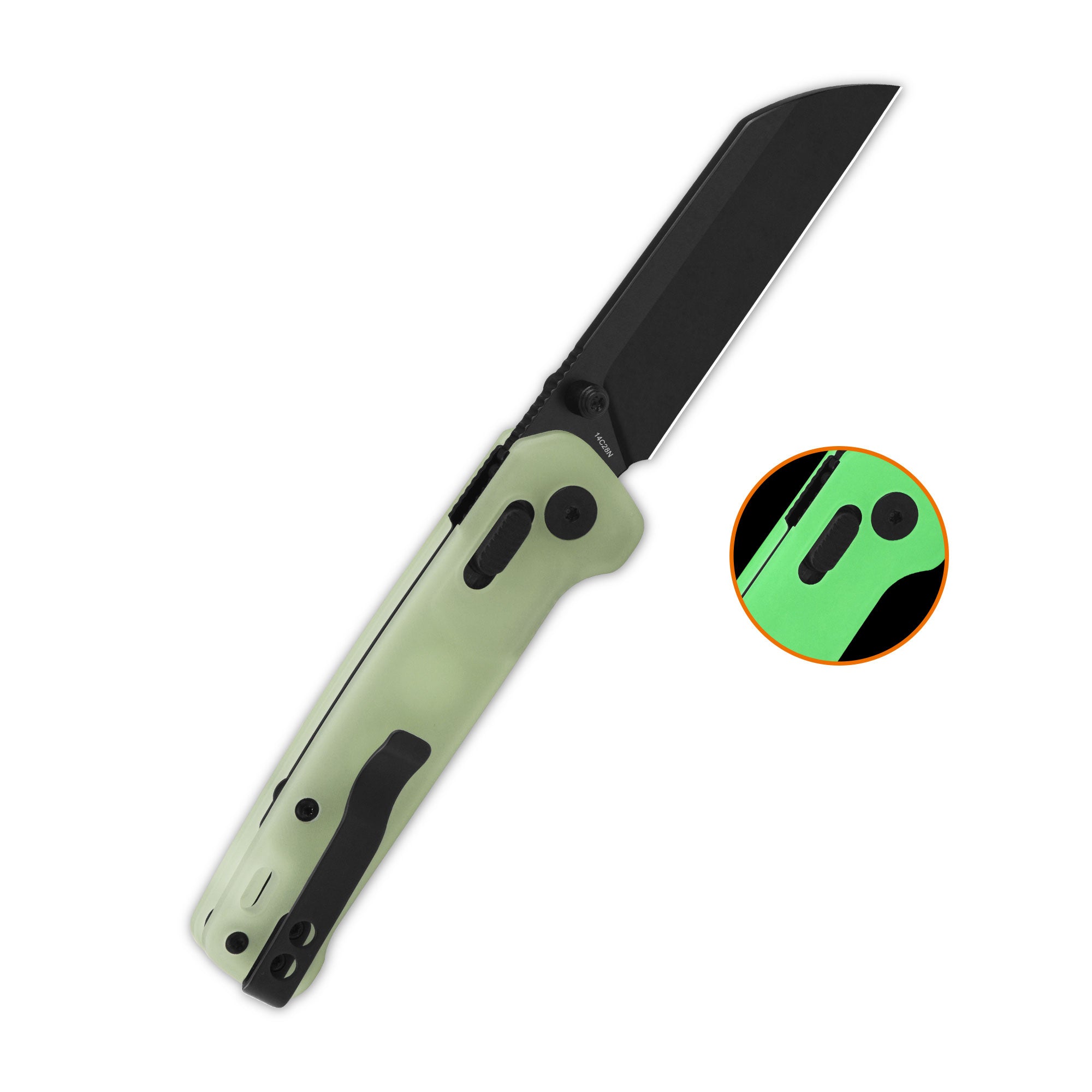 QSP Penguin Glyde | 14C28N Blade | Glow-in-the-dark resin Handle