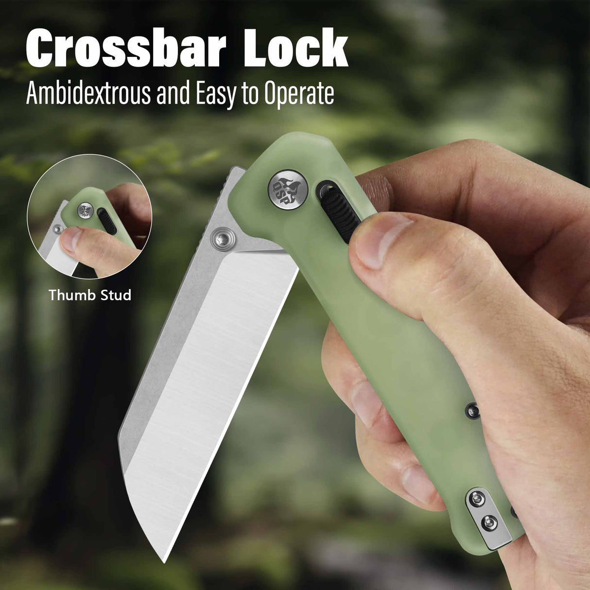 QSP Penguin Glyde Lock Pocket Knife 14C28N Blade Black Glow-in-the-dark resin Handle