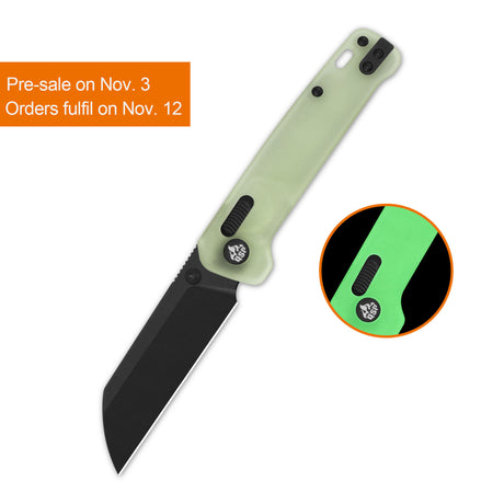 QSP Penguin Glyde Lock Pocket Knife 14C28N Blade Black Glow-in-the-dark resin Handle