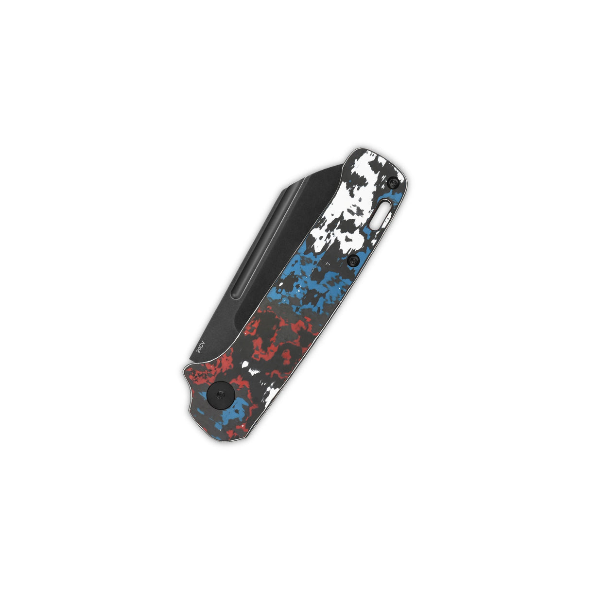 QSP Penguin Slip Joint knife with colorful Nebula Fat Carbon handle and sheepsfoot blade.