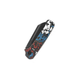 QSP Penguin Slip Joint knife with colorful Nebula Fat Carbon handle and sheepsfoot blade.