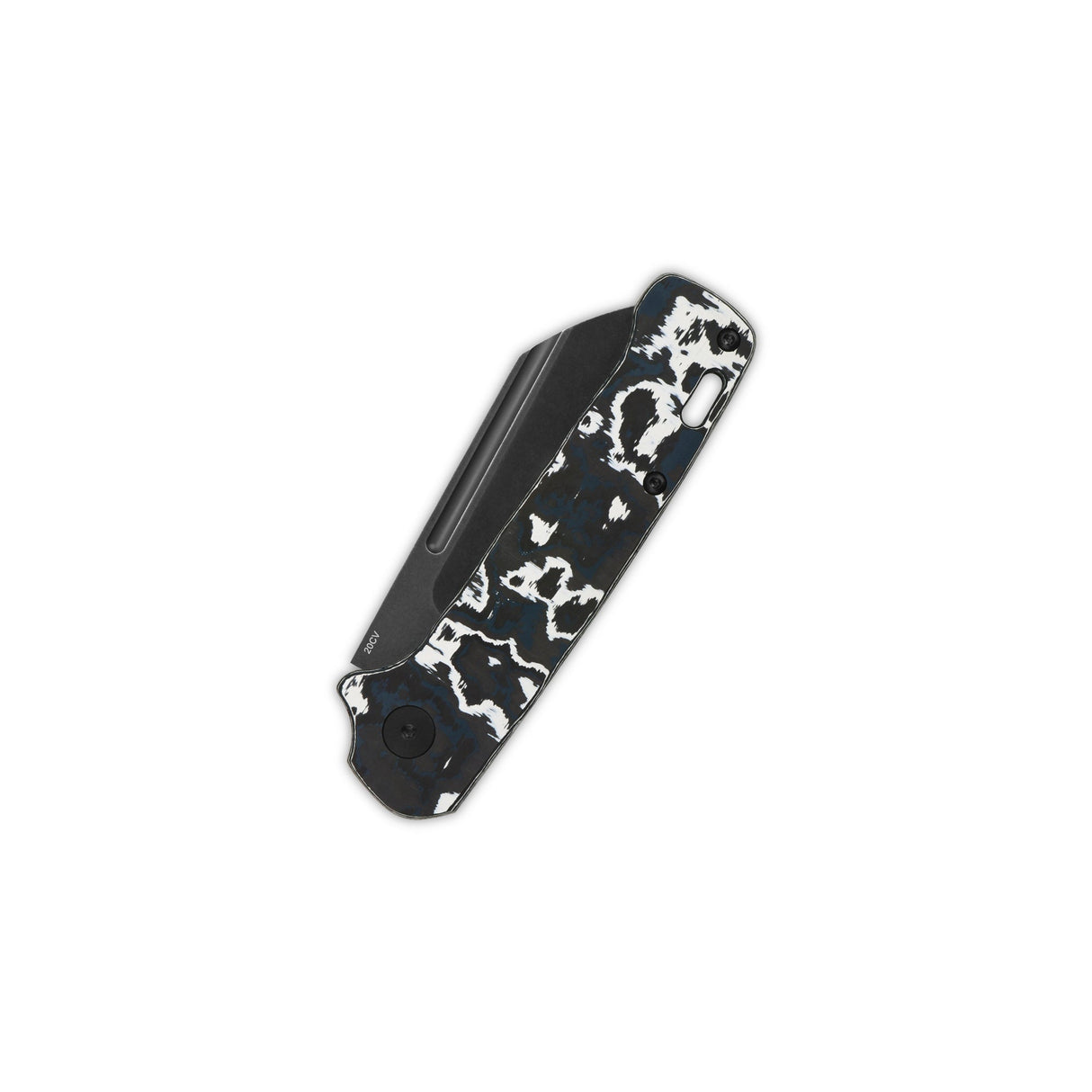 QSP Penguin slip joint knife with 20CV blade and white storm Fat Carbon handle.