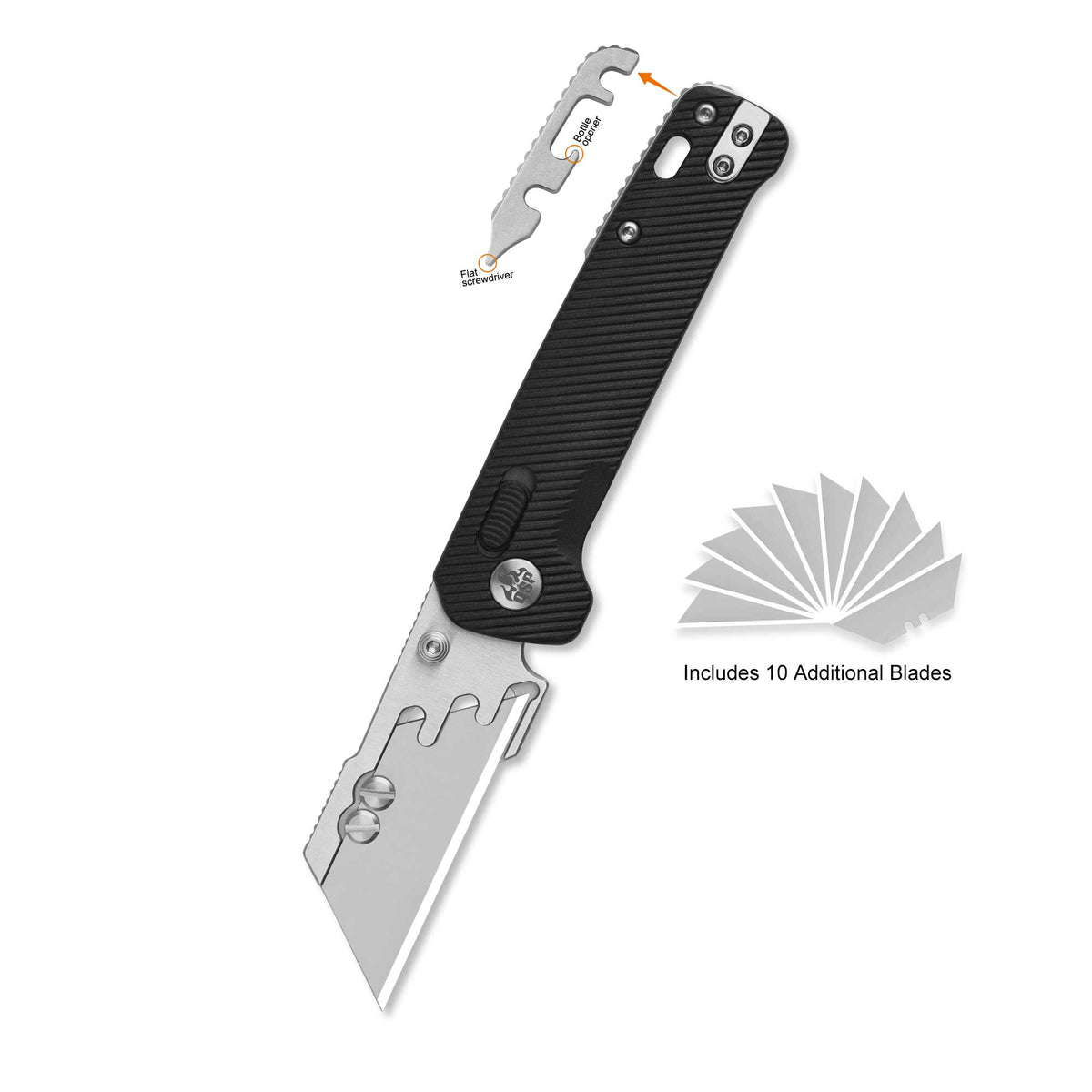 QSP Penguin Workmate Glyde Lock Utility Knife Stainless Steel Blade Black FRN Handle