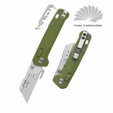 QSP Penguin Workmate Glyde Lock Utility Knife Stainless Steel Blade OD Green FRN Handle