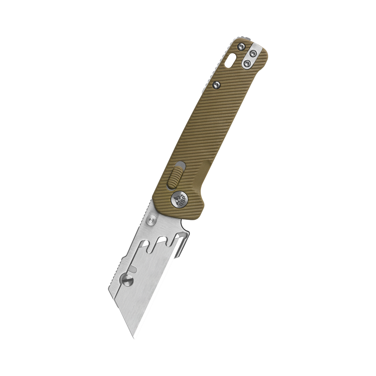 QSP Penguin Workmate Glyde Lock Utility Knife Stainless Steel Blade Khaki FRN Handle