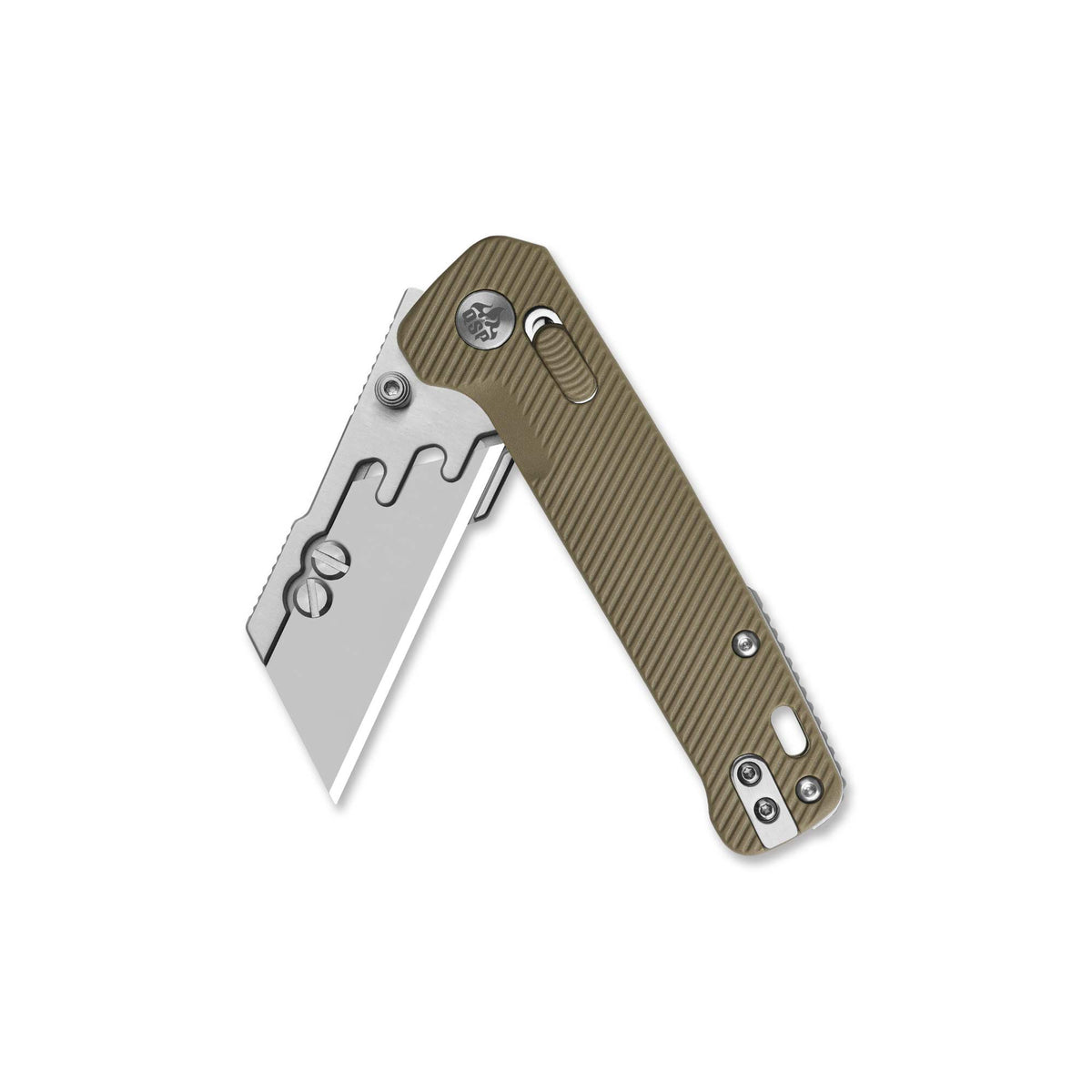 QSP Penguin Workmate Glyde Lock Utility Knife Stainless Steel Blade Khaki FRN Handle