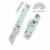 QSP Penguin Workmate Glyde Lock Utility Knife Stainless Steel Blade Ice Cream Blue FRN Handle