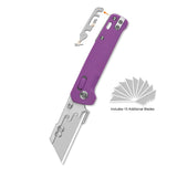 QSP Penguin Workmate Glyde Lock Utility Knife Stainless Steel Blade Purple FRN Handle