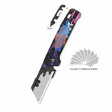 QSP Penguin Workmate Glyde Lock Utility Knife Stainless Steel Blade Black FRN Handle-Graffiti Edition