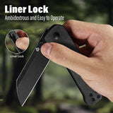 QSP Penguin V2 Liner Lock Pocket Knife D2 blade Dark Brown Micarta handle