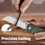 QSP Penguin V2 Liner Lock Pocket Knife D2 blade Green Micarta handle
