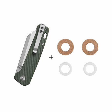 QSP Penguin V2 Liner Lock Pocket Knife D2 blade Green Micarta handle