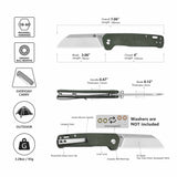QSP Penguin V2 Liner Lock Pocket Knife D2 blade Green Micarta handle