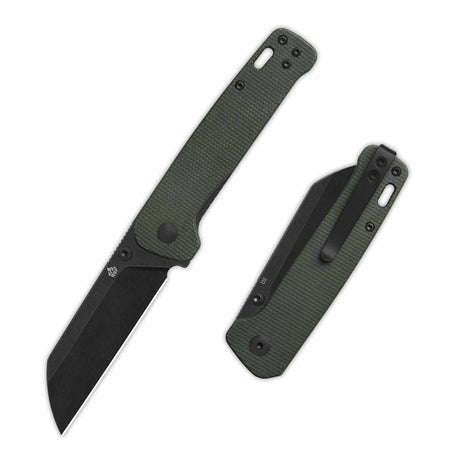 QSP Penguin V2 Liner Lock Pocket Knife D2 blade Green Micarta handle