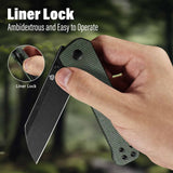 QSP Penguin V2 Liner Lock Pocket Knife D2 blade Green Micarta handle