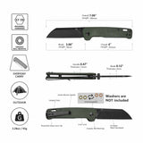 QSP Penguin V2 Liner Lock Pocket Knife D2 blade Green Micarta handle