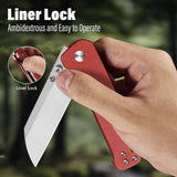 QSP Penguin V2 Liner Lock Pocket Knife D2 blade Red Micarta handle