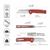 QSP Penguin V2 Liner Lock Pocket Knife D2 blade Red Micarta handle