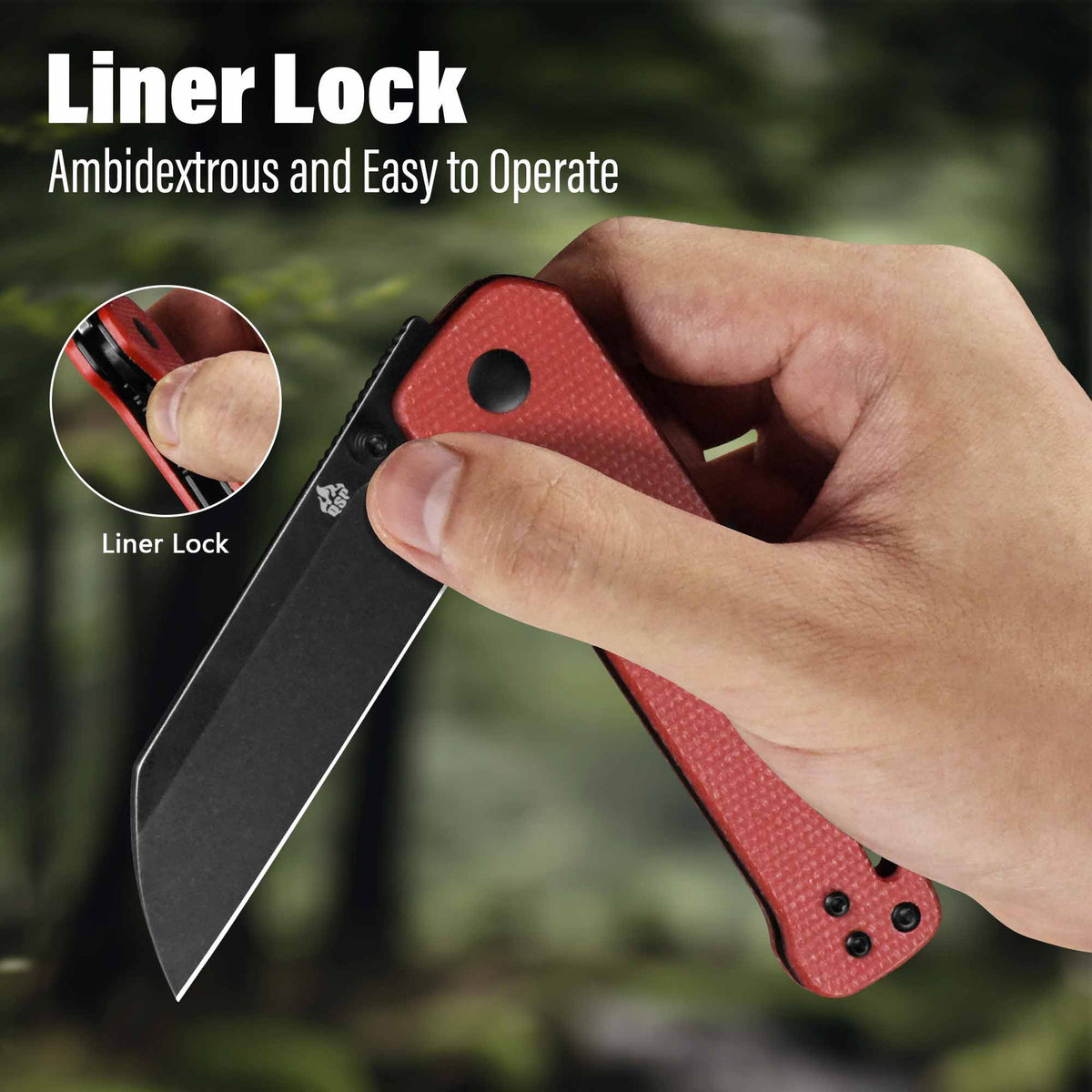 QSP Penguin V2 Liner Lock Pocket Knife D2 blade Red Micarta handle
