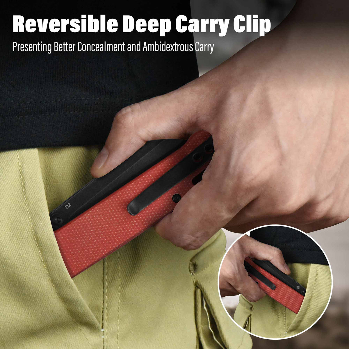 QSP Penguin V2 Liner Lock Pocket Knife D2 blade Red Micarta handle
