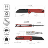 QSP Penguin V2 Liner Lock Pocket Knife D2 blade Red Micarta handle
