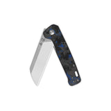 QSP Penguin V2 Liner Lock Pocket Knife D2 blade Blue Shredded CF overlay G10 handle